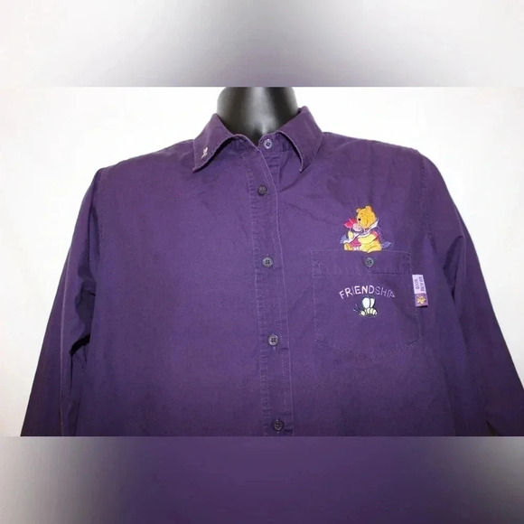 Women’s Disney Winnie the Pooh 100 Acre Woods Friendship Long Sleeve Button Up L - Picture 3 of 16